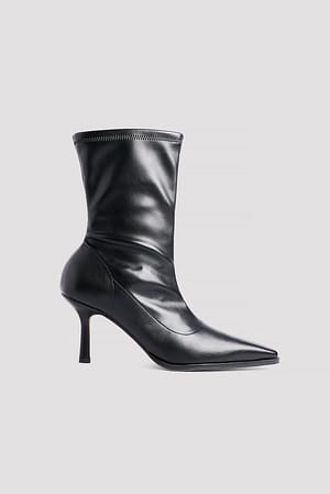 Black Ankle Stiletto Heel Boots