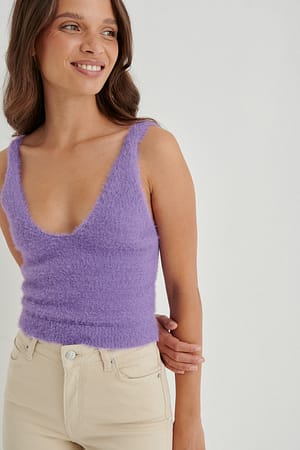 Purple Fuzzy Knit Singlet