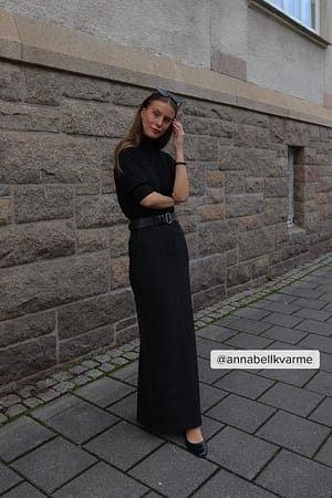 Black Tailored Maxi Skirt