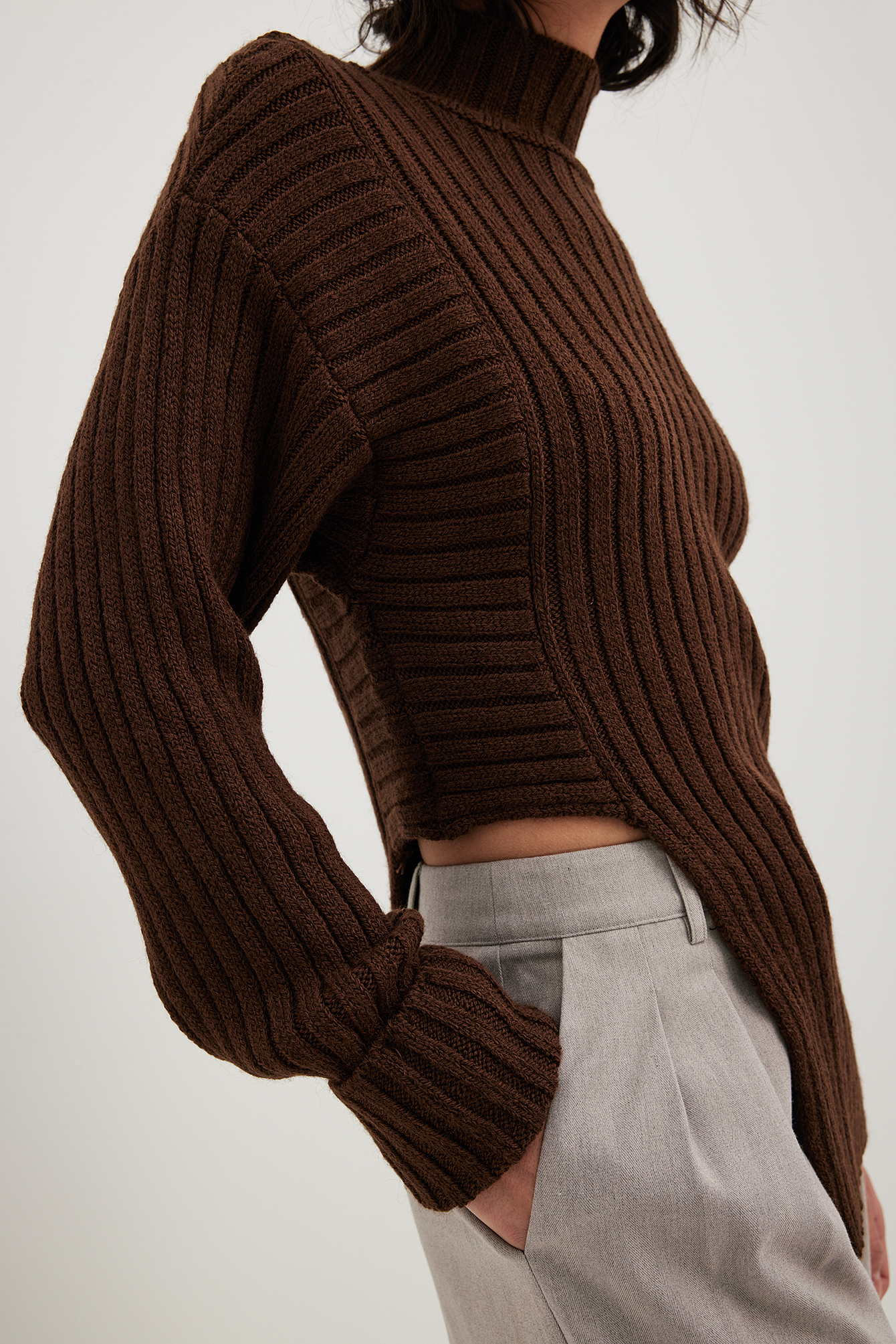dark brown ribbed turtleneck