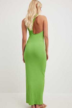 Green Maxi-jurk met asymmetrische achterkant