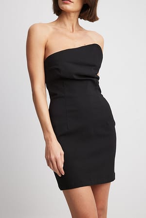 Black Asymmetrische bandeau mini-jurk