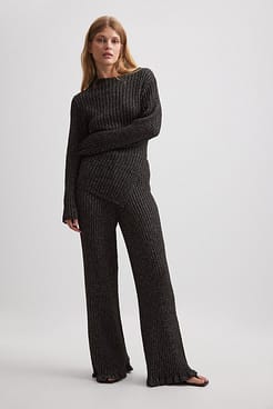 Asymmetric Knit Long Sleeve Top Outfit