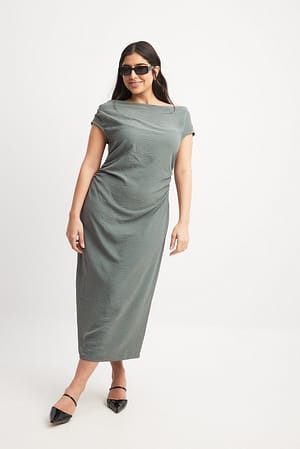 Grey/Blue Asymmetric Midi Dress