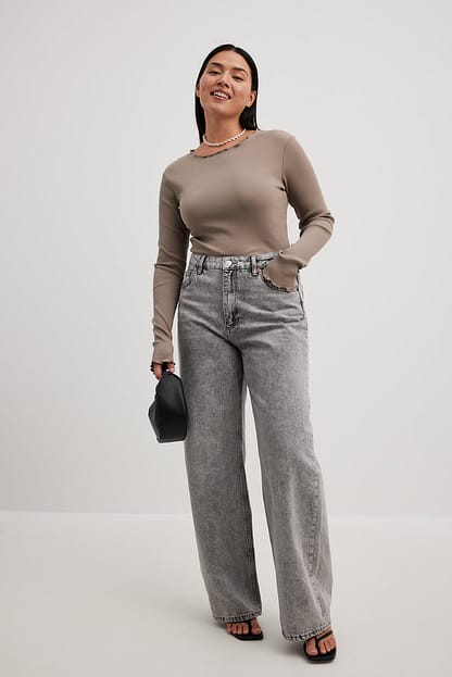 Taupe Babylock Ribbed Long Sleeve Top