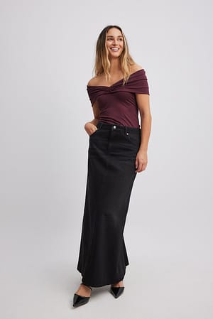 Black Back Detail Maxi Skirt
