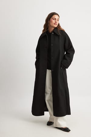 Black Lange jas met split aan de achterkant