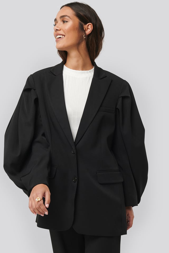 Balloon Sleeve Blazer Black