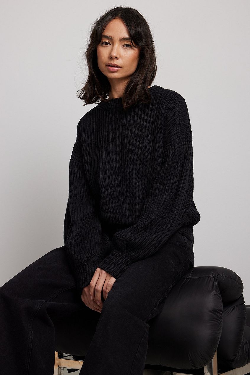 na-kd.com | Organic knitted sweater with round neck