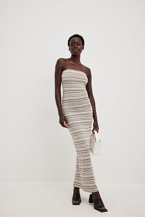 Bandeau Striped Midi Dress Outfit