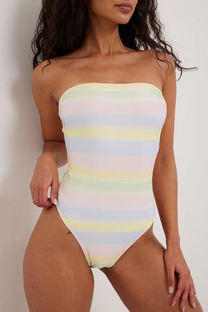 Multicolor Bandeau Swimsuit