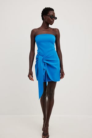 Blue Mini-jurk met bandeau-strikdetail