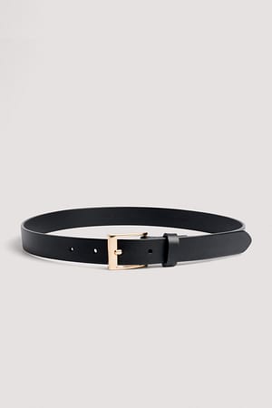 Black Basic Slim Leather Belt