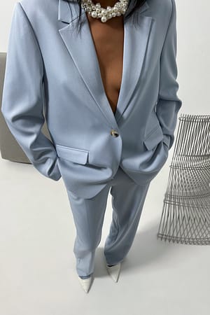 Blue Basic Suit Pants