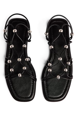 Beaded Flat Slippers Black | NA-KD