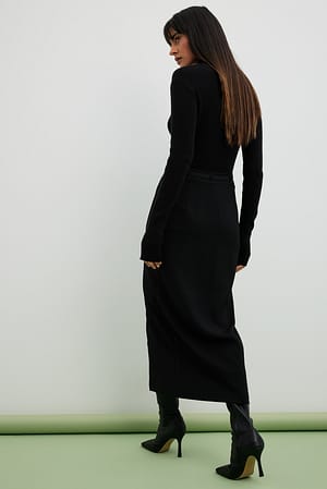 Belted Detail Midi Skirt Black | NA-KD