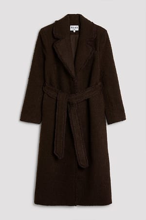 Brown NA-KD Trend Belted Maxi Coat