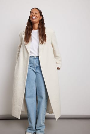 Offwhite NA-KD Trend Belted Maxi Coat