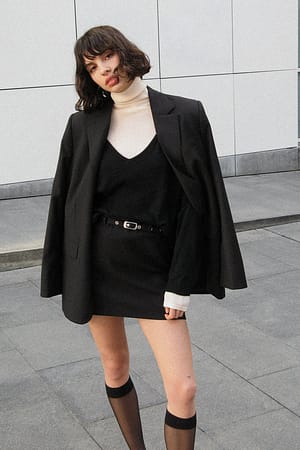 Black Belted Mini Skirt