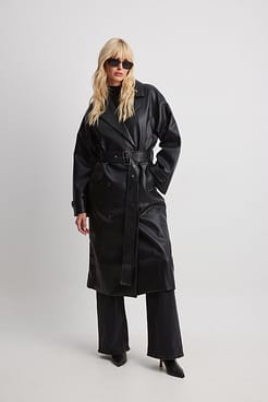 Belted Pu Trenchcoat Outfit