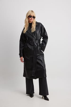 Belted Pu Trenchcoat Outfit