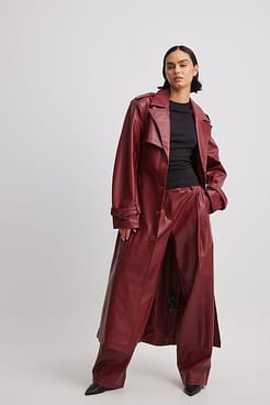 Belted PU Trenchcoat Outfit.