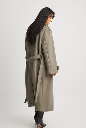 Green Belted Structured Coat