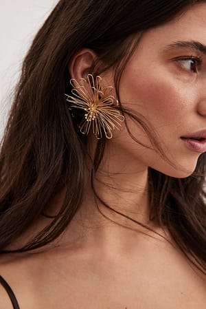 Gold Big Flower Earring