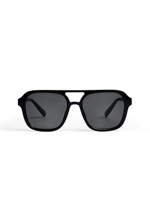 Black Große Retro-Sonnenbrille