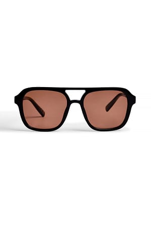 Black/Orange Grosses lunettes de soleil rétro