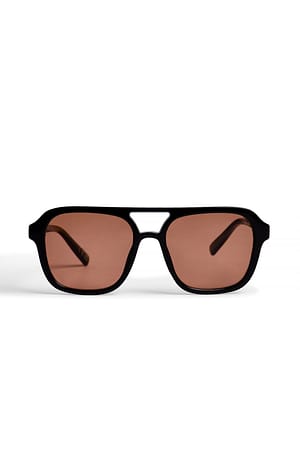 Black/Orange Masywne okulary przeciwsłoneczne retro