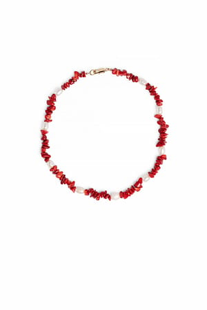 Red Halsband med färgad sten