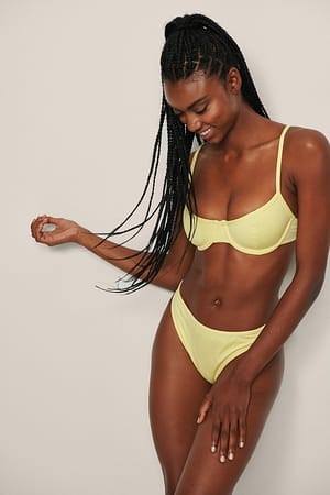 Dusty Yellow Återvunnen bikinibyxa med kantband