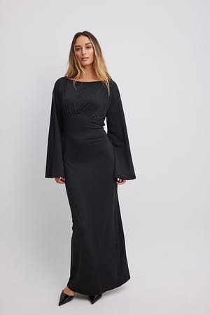 Black Maxi-jurk met boothals