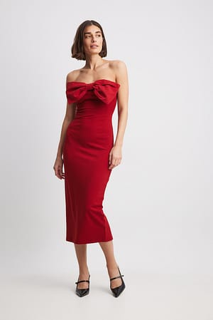 Red Bow Midi Dress