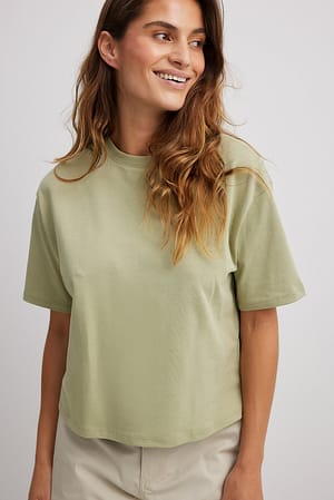Khaki T-shirt épais coupe carrée
