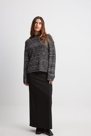 Boxy Knitted Melange Sweater Outfit