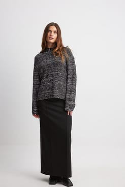 Boxy Knitted Melange Sweater Outfit