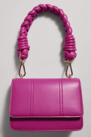 Raspberry Braided Handle Compartment Bag