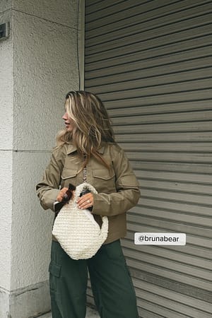 Cream Beaded Rounded Bag