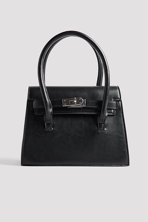 Black Buckle Detailed Handbag