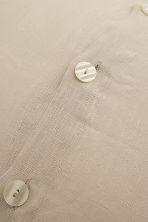 Beige Buttoned Linen Cushion Cover