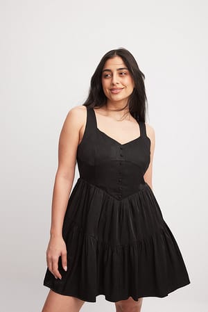 Black Buttoned Mini Dress