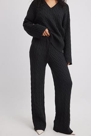 Dark Grey Pantaloni in maglia a trecce