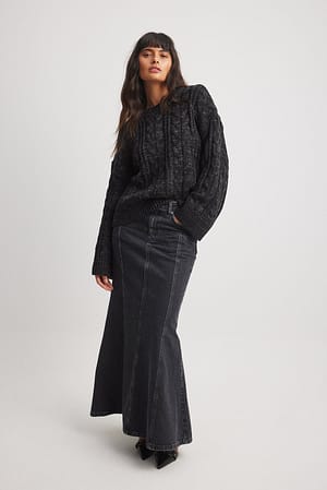 Cable Knitted Oversized Sweater Outfit