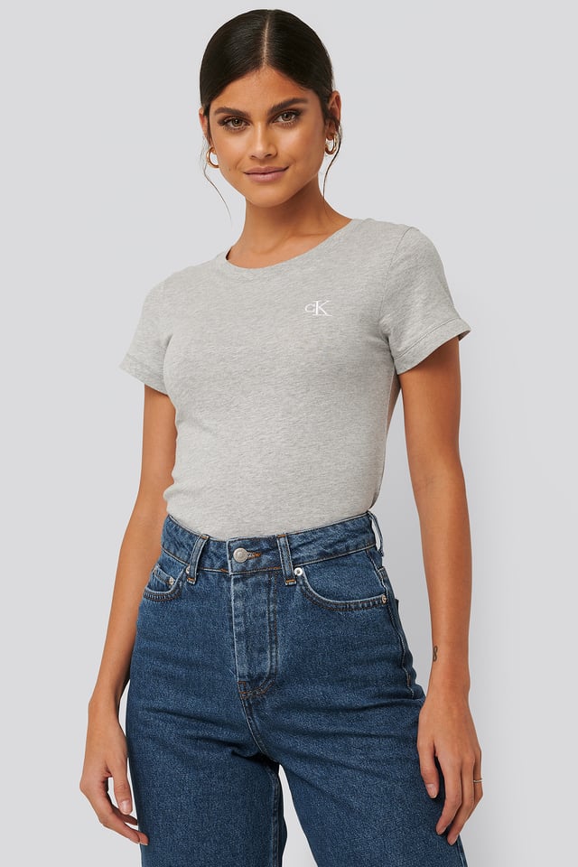 Embroidery Slim Tee Light Grey Heather