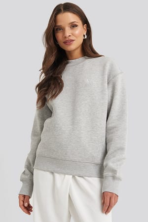 Light Grey Heather Calvin Klein Embroidery Regular Crew Neck Sweater