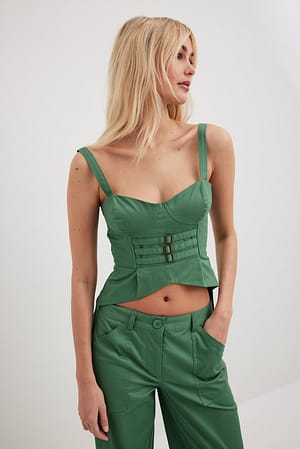 Green Top corsetto in tessuto cargo