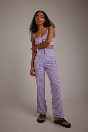Checked Purple Checked Culotte Trousers