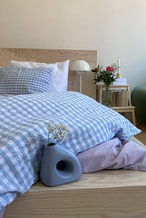 Blue Seersucker sengetøj med tern